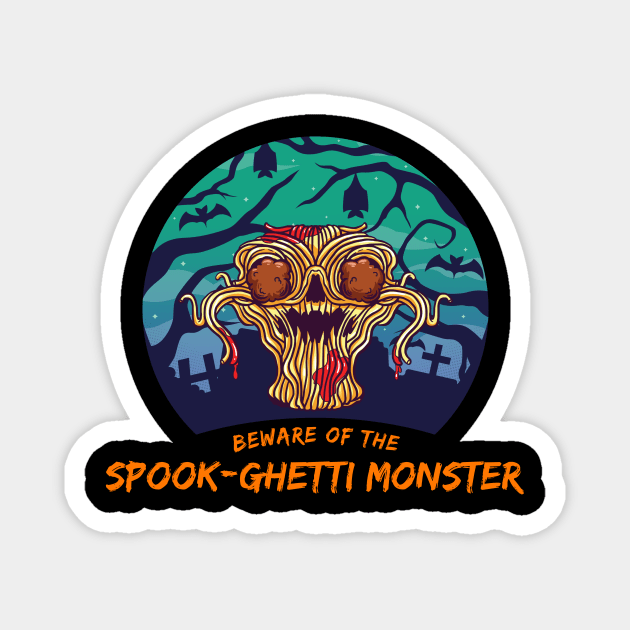 Halloween Flying Spaghetti Monster FSM SpookGhetti Magnet by MGO Design