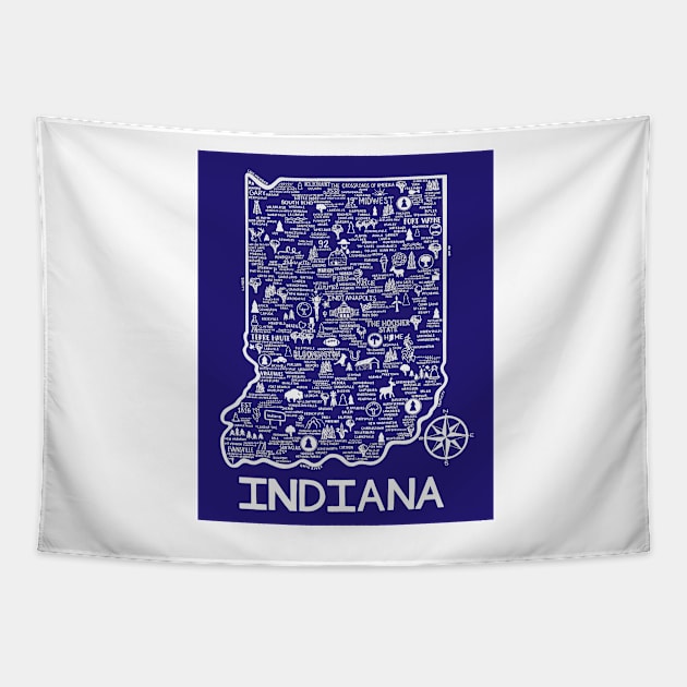 Indiana Map Tapestry by fiberandgloss