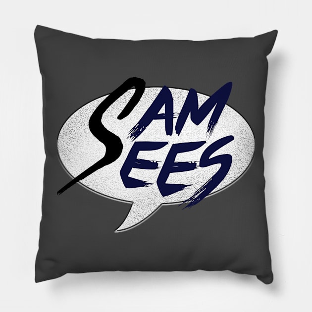 Sam Sees Logo (large, centered) Pillow by Sam_Sees