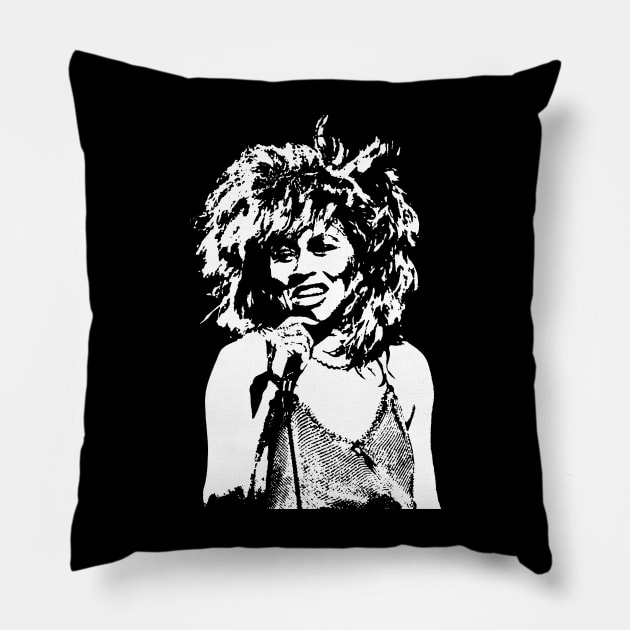 Tina Turner White Stencil Pillow by AlbertaMyersBeauty