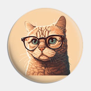 Glasses-Wearing Red Tabby Cat Pin