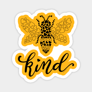 Bee Kind Be Kind Bee Graphic Love Hearts Kindness Magnet