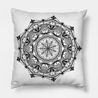 Black ink mandala Pillow