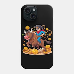 BITCOIN BULL RIDING SADDLE UP 2024 Phone Case