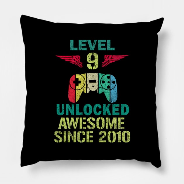 Level 9 Unlocked Awesome Since 2011 Gamers lovers Pillow by ht4everr