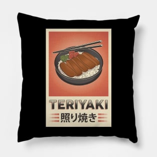 Retro Japanese Teriyaki Poster T-Shirt Pillow