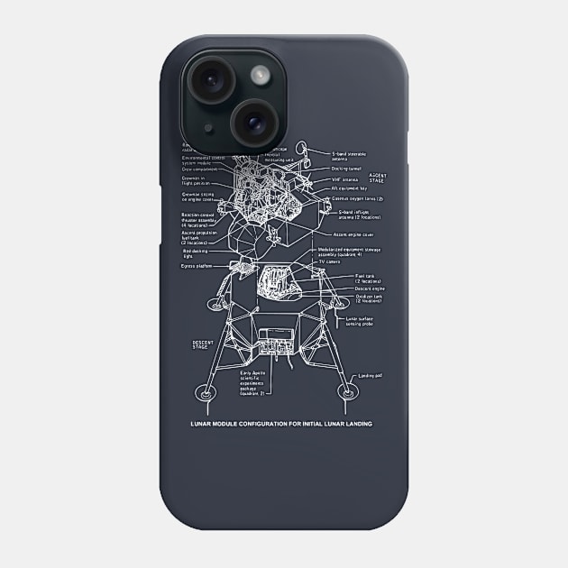 Apollo Moon Landing Lunar Module Blueprint Phone Case by jutulen