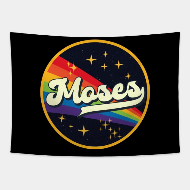 Moses // Rainbow In Space Vintage Style Tapestry by LMW Art