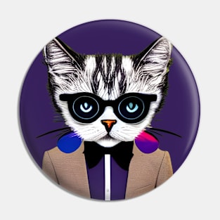 Moody Cat Wearing A Suit Pin