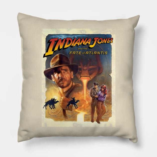 Indiana Jones and the Fate of Atlantis [Text] Pillow by Zagreba