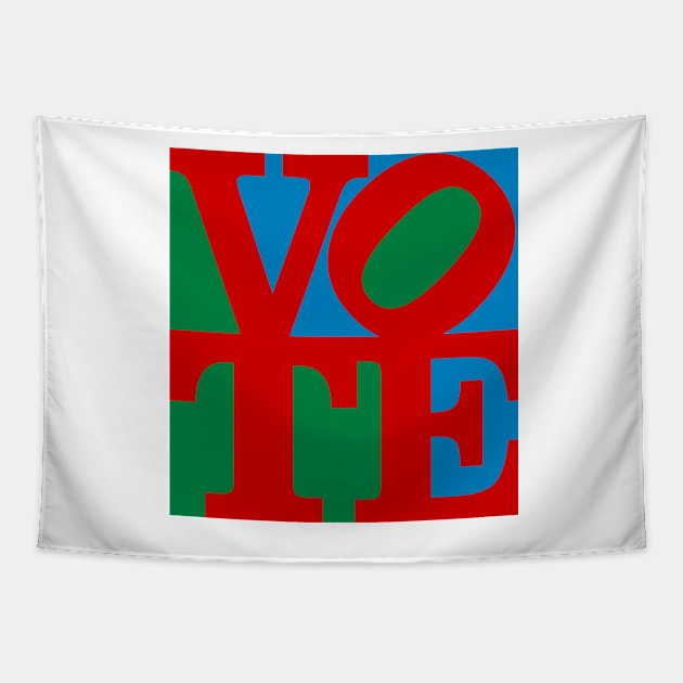 VOTE (red on blue and green) Tapestry by Designs_by_Tom