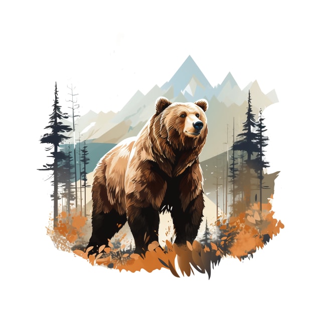 Watercolor Grizzly Bear by zooleisurelife