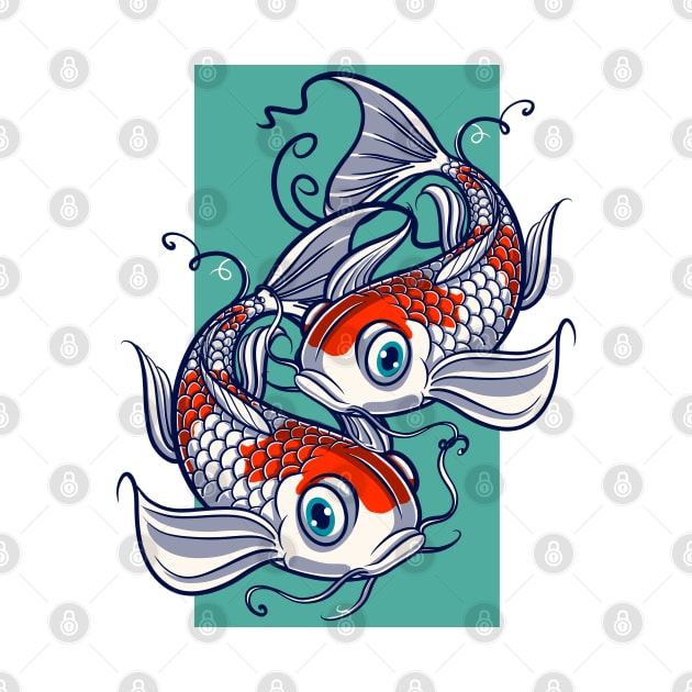 Kohaku Koi Fish Lover Yin-Yang Gift by teeleoshirts