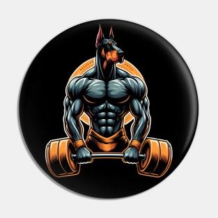 GYM doberman dog bodybuilder powerlifter Pin