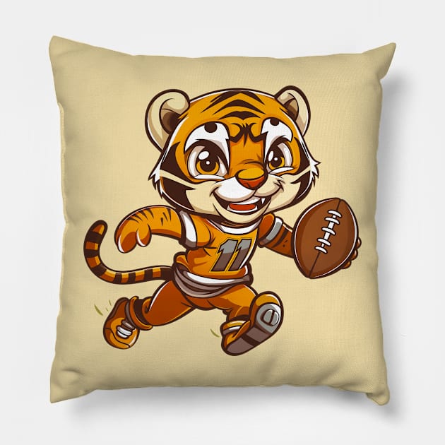 Cute Baby Tiger American Football Pillow by Wintrly