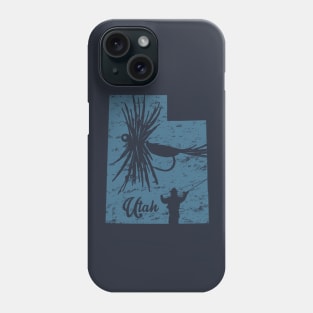 Utah Vintage Distressed Fly Fishing State Map Phone Case