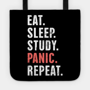 Eat. Sleep. Study. Panic | Funny Nursing Student Life Tote