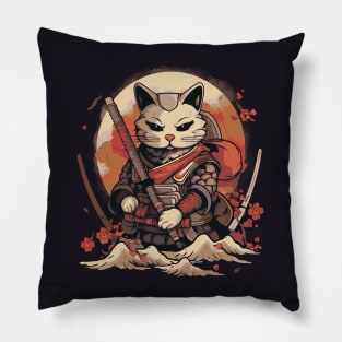 Japanese Samurai Cat Pillow