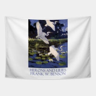 Herons and Lilies by Frank W. Benson Tapestry