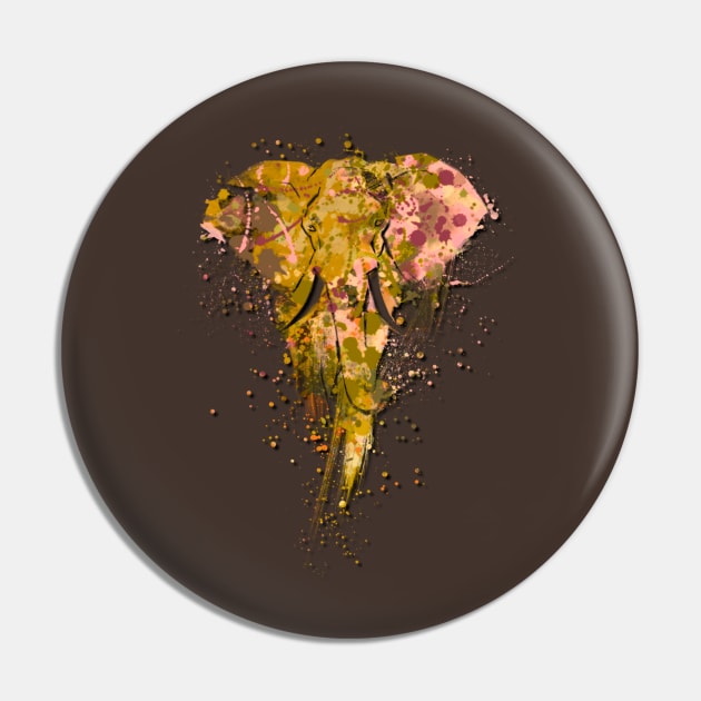 Elephant Splatter Paint Design Pin by AlondraHanley