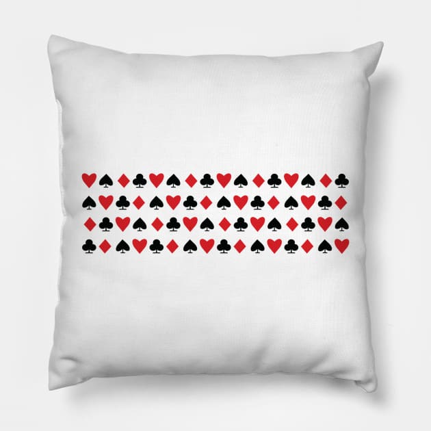 Playing Card Suits Striped All Over Poker Pattern Pillow by gloobella