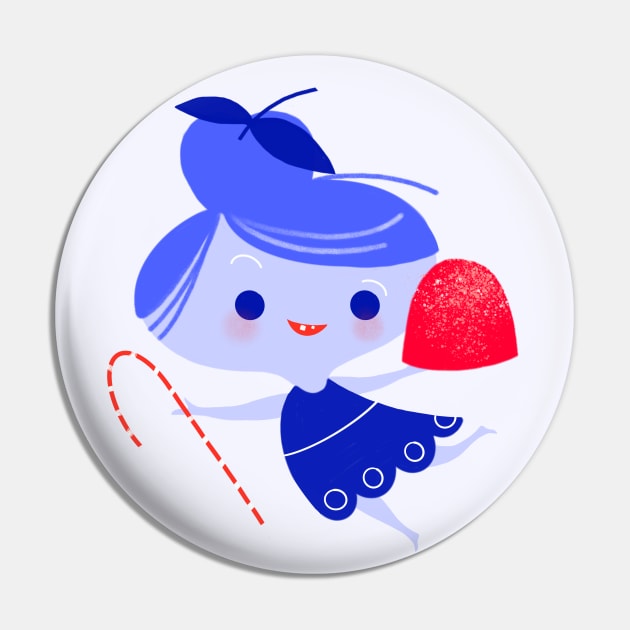 Periwinkle Sugar Plum Pin by Kath Waxman Illustration