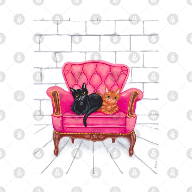 The Cats Favorite Pink Chair by KilkennyCat Art