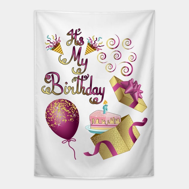 It's My Birthday Tapestry by Designoholic