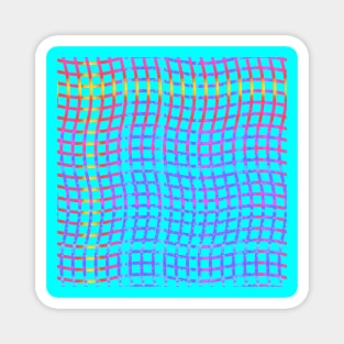 Wavy Plaid Rainbow on Cyan Magnet