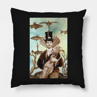 Steampunk Undersea Portrait with Squid Pillow