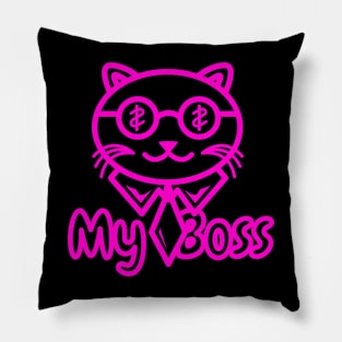 Cat funny my boss design Pillow