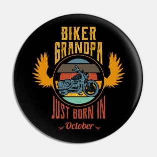 Biker grandpa just born in october Pin