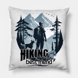 hiking with my best friend mountains trees woods dog Pillow