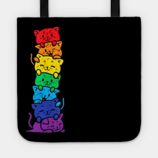 Cat Stack Rainbow Gay Pride Cute Lgbt Animal Pet Lover Tote