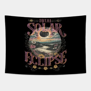 Total Solar Eclipse Vintage Flowers Astrology Lovers Tapestry