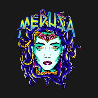 Medusa Gorgon Ancient Greek Gods and Monsters Mythology Retrowave T-Shirt