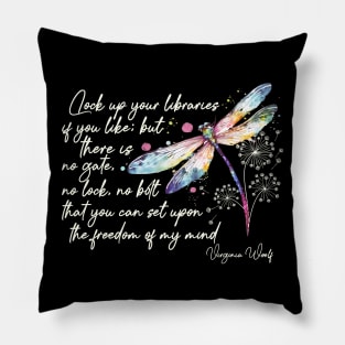 Virginia Woolf's freedom quote design in ivory Pillow