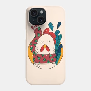 Cute Christmas Chicken Illustration // Festive Animal Cartoon Phone Case