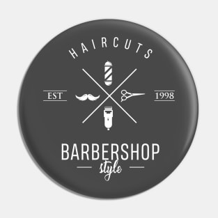 Hipster Barbershop Logo Pin