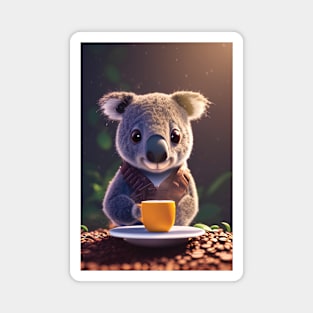 Koala with a cup mug of morning coffee Magnet