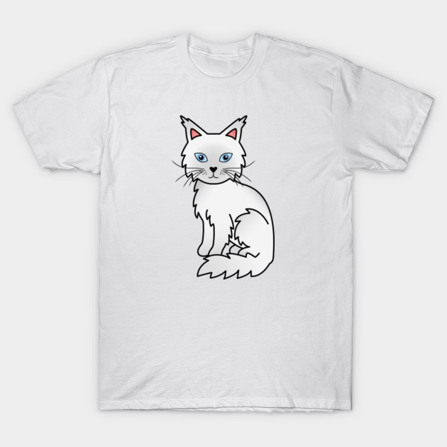White Maine Coon Cat Cute Cartoon Illustration Maine Coon T