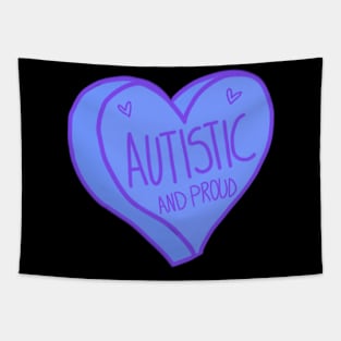 Autistic and Proud Purple Autism Heart Tapestry