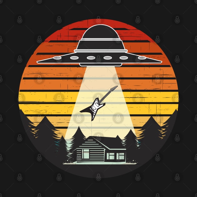 Guitar Player Funny Guitarist Electric Guitar UFO by Delta V Art