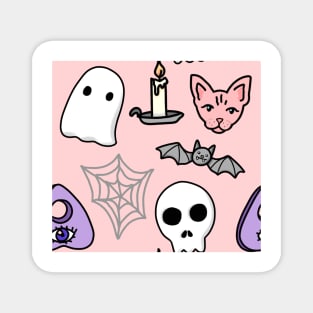 Pink Pastel Spooky Pattern Magnet