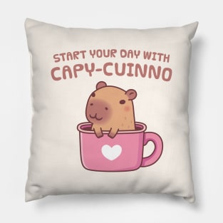 Cute Capybara Start Your Day With Capyuccino Coffee Pillow