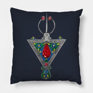 Watercolor Amazigh Fibula - Tazerzit Pillow