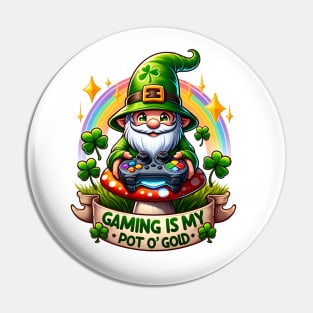 St. Patrick's Day Gamer Gnome Pin