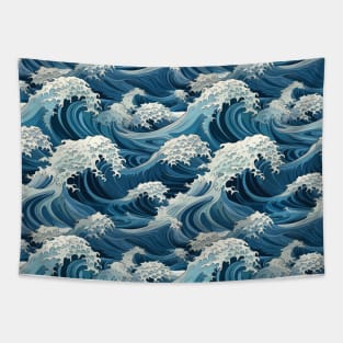 Ephemeral Crests: Hokusai Waves Reimagined Tapestry