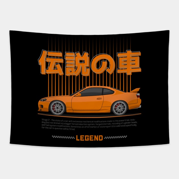 Tuner Orange Silvia S15 JDM Tapestry by GoldenTuners