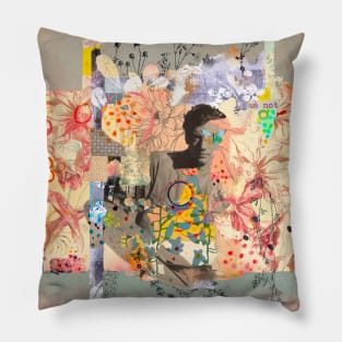 Floral Reverie: Vintage Man Collage Pillow